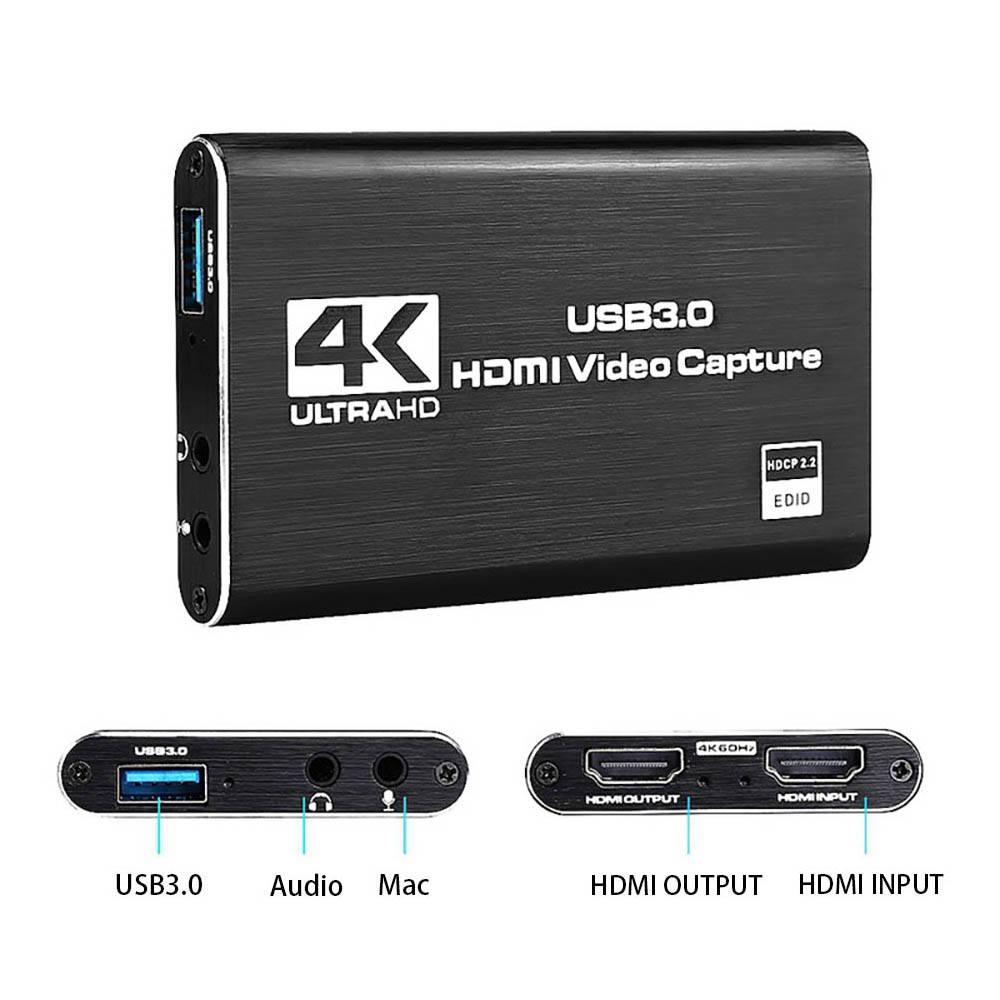 Video Capture Card 4K HDMI to USB 1080P Black